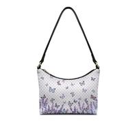 OPENARTUP Borsa hobo in pelle da donna, con tracolla antifurto, graziosa e alla moda, piccola borsa con cerniera, per viaggi, allenamento, vita quotidiana, shopping, farfalla e lavanda