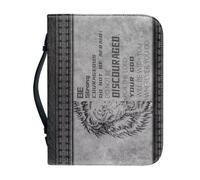 OPENARTUP Borsa per la Bibbia Leone di Giuda da uomo, Custodia per Bibbia grigia con manico e tasca, custodia per Bibbia in pelle PU con materiale per lo studio, Be Strong and Courageous