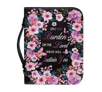 OPENARTUP Borsa per la Bibbia rosa con materiale per lo studio, custodia per la Bibbia da donna, con cerniera protettiva per la Bibbia con manico, custodia per la Bibbia da donna con portapenne, getta