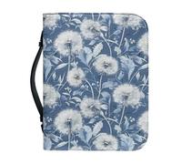 OPENARTUP Custodia per bibbia con dente di leone da donna con cerniera tascabile, custodia blu per ragazze con portapenne, borsa per la Bibbia per accessori per il trasporto in chiesa, regalo