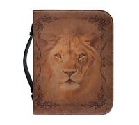 OPENARTUP Custodia per Bibbia in pelle marrone con tasche, custodia per la Bibbia da uomo con cerniera, borsa per Bibbia in pelle PU da donna, custodia per Bibbia con manici, per Dio così amato il