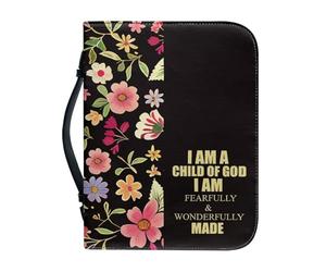 OPENARTUP Custodia per Bibbia Leone di Giuda in pelle PU per uomo, custodia per Bibbia marrone con tasca con manico, borsa tote con materiale per studio, per quando sono debole e poi sono forte