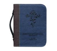 OPENARTUP Custodia per bibbia vintage in pelle PU con portapenne, copertina blu con cerniera tascabile, borsa per bibbia per chiesa, custodia per libri forte e robusta, sii umile e delicato