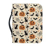 OPENARTUP Graziosa custodia per bibbia da donna, borsa per la Bibbia di Halloween con materiale per lo studio, impermeabile con cerniera protettiva con manico, custodia per bibbia con portapenne