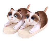 Openhahaha Pantofole Donna Gatto Invernali Peluche Calde Comode Antiscivolo Memory Foam Ciabatte da Casa Morbide Divertenti（Ragdoll）