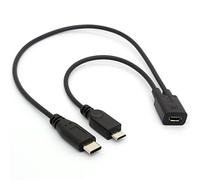OpenII dattatore splitter micro USB, da micro USB femmina a USBC maschio + prolunga per cavo di ricarica maschio tipo C