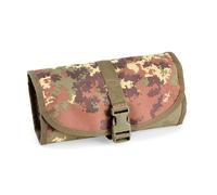 Openland Beauty Case Tattico Compatto - Organizer da Viaggio in Nylon Impermeabile 600D, Arrotolabile con Specchio, Gancio e Tasche Multiple. (Vegetato Italiano)