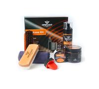 OPENLAND BOOTLUXE Kit Pulizia Anfibi Militari e Outdoor - Set 7pz: Polish Marrone/Neutro, Spray Impermeabilizzante e Spazzole per Pelle e Camoscio