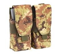 Openland Doppia Tasca Porta Caricatore M4/AK MOLLE - Nylon 1000D, Chiusura hook-and-loop, Compatibile con Sistema Tattico - 4 Caricatori Totali, 16x19 cm. (Vegetato Italiano)