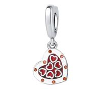 Openwork Asimmetrico Cuore Ciondolo Fascino, 925 Argento Sterling Braccialetto Accessorio, Compatibile con Braccialetto Pandora Collana