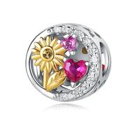 Openwork Girasole Perlina Fascino, 925 Argento Sterling Fascino Braccialetto Accessorio, Compatibile con Braccialetto Pandora Neckalce