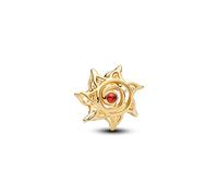 Openwork Sun 14k Oro Plated Charm with Burnt Orange Crystal