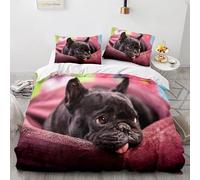 OPeque Animali Copripiumino 1 Piazza E Mezza Federa Con Due 50X75Cm Con Cerniera Copripiumino 200X200 Cane Copripiumino Matrimoniale Invernale Prevenire L'Allergia Stampa 3D Fibra Superfine