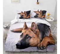 OPeque Animali Set Copripiumino Singolo Stampa 3D Cane Copripiumino Federa Con Due 50X75Cm Morbido E Confortevole Fibra Superfine Copripiumino 200X135 Prevenire L'Allergia Con Cerniera