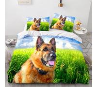 OPeque Copripiumino Prevenire L'Allergia Cane Copripiumino Matrimoniale 220X240 Morbido E Confortevole Federa Con Due 50X75Cm Stampa 3D Animali Copripiumino 240X220 Con Cerniera Fibra Superfine