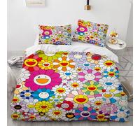 OPeque Prevenire L'Allergia Fibra Superfine Girasole Copripiumino Letto Singolo Bambino Con Cerniera Federa Con Due 50X75Cm Fiori Copripiumino Morbido E Confortevole Stampa 3D Copripiumino 155X220