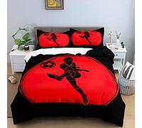 OPeque Sport Copripiumino 1 Piazza E Mezza Federa Con Due 50X75Cm Con Cerniera Copripiumino 200X200 Calcio Copripiumino Matrimoniale Invernale Prevenire L'Allergia Stampa 3D Fibra Superfine