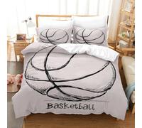 OPeque Sport Set Copripiumino Federa Con Due 50X75Cm Morbido E Confortevole Con Cerniera Copripiumino 155X220 Basket Copripiumino Letto Singolo Bambina Prevenire L'Allergia Stampa 3D Fibra Superfine