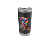 Opera d'arte a goccia con giocatore di hockey su ghiaccio mamma papà Splash Bicchiere termico in acciaio inox doppia parete