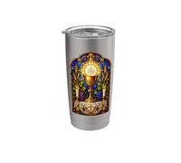 Opera d'arte a mosaico gotico cattolico calice ed eucaristia Bicchiere termico in acciaio inox doppia parete