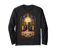 Opera d'Arte a Mosaico Gotico cattolico Calice ed eucaristia Maglia a Manica