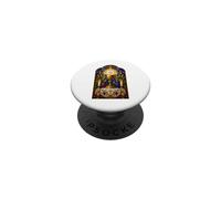 Opera d'arte a mosaico gotico cattolico calice ed eucaristia PopSockets PopGrip Adesivo