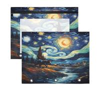 Opera D'arte Ad Acquerello Luna Astucci per Matite Trasparenti con 3 Anelli per Raccoglitore(2 Pack)