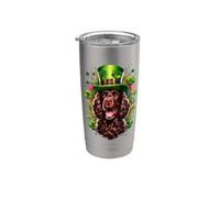 Opera d'arte American Water Spaniel Dog St Patricks Day Bicchiere termico in acciaio inox doppia parete