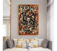 Opera d'arte astratta Forma libera di Jackson Pollock Stampe Pittura Arte moderna Immagine incorniciata Decorazione da parete per camera da letto Decorazione da parete 65x80 cm Con cornice dorata