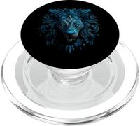 Opera d'arte Blue Lion - Mandala animale occhi blu leone PopSockets PopGrip per MagSafe