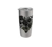 Opera d'arte botanica floreale gotica colibrì rosa nera Bicchiere termico in acciaio inox doppia parete