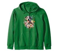 Opera d'arte Catahoula Leopard Dog Summer Wildflowers e margherite Felpa con Cappuccio