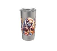 Opera d'arte con cocker spaniel inglese Bicchiere termico in acciaio inox doppia parete