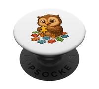Opera d'arte con gufo - Design carino per gli amanti dei gufi e dei puzzle PopSockets PopGrip Adesivo