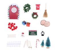 Opera d'arte da tavolo Porta delle fate gnomi Set per case delle bambole in miniatura scena natalizia resina artigianato Decors resina legno case delle bambole Decori di Natale
