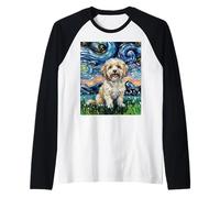 Opera d'Arte del Cane Carino della Notte Stellata Havanese Maglia con Maniche Raglan