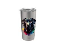 Opera d'arte del cane Labrador Retriever Black Lab Bicchiere termico in acciaio inox doppia parete