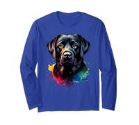 Opera d'Arte del Cane Labrador Retriever Black Lab Maglia a Manica, Unisex per Adulti, Blu Reale, L
