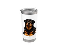 Opera d'arte del cane ritratto Rottweiler Bicchiere termico in acciaio inox doppia parete