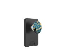 Opera d'arte del gatto nero che osserva il cielo notturno stellato PopSockets PopWallet per MagSafe