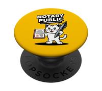 Opera d'arte del gatto sveglio dell'agente di firma del prestito pubblico notaio PopSockets PopGrip Adesivo