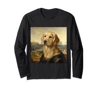 Opera d'Arte del Ritratto di Golden Retriever Ispirata alla Monna Lisa Maglia a Manica