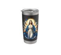 Opera d'arte devozionale cattolica della Vergine Maria nelle nuvole celesti Bicchiere termico in acciaio inox doppia parete