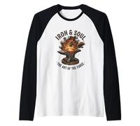Opera d'Arte di Iron And Soul Blacksmith Forge Incudine Hammer Maglia con Maniche Raglan