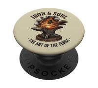 Opera d'arte di Iron And Soul Blacksmith Forge Incudine Hammer PopSockets PopGrip Adesivo
