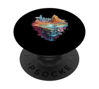 Opera d'arte di paesaggio di montagna fantasy sull'isola PopSockets PopGrip Adesivo