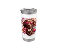 Opera d'arte di San Valentino cane Labrador cioccolato Bicchiere termico in acciaio inox doppia parete