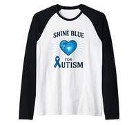Opera d'Arte di sensibilizzazione sull'autismo del Nastro Blu Maglia con Maniche Raglan