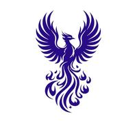 opera d'arte dinamica della silhouette della fenice Adesivi murali in vinile 50.4x78.8cm Cultura del tatuaggio Blu scuro