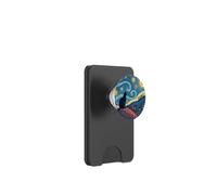 Opera d'arte fantasy ispirata alla notte stellata del gatto nero PopSockets PopWallet per MagSafe
